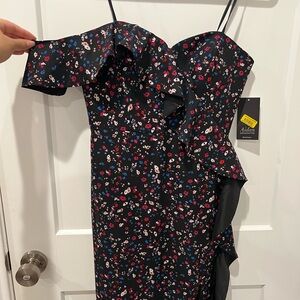 Aidan Mattox Black Floral Dress